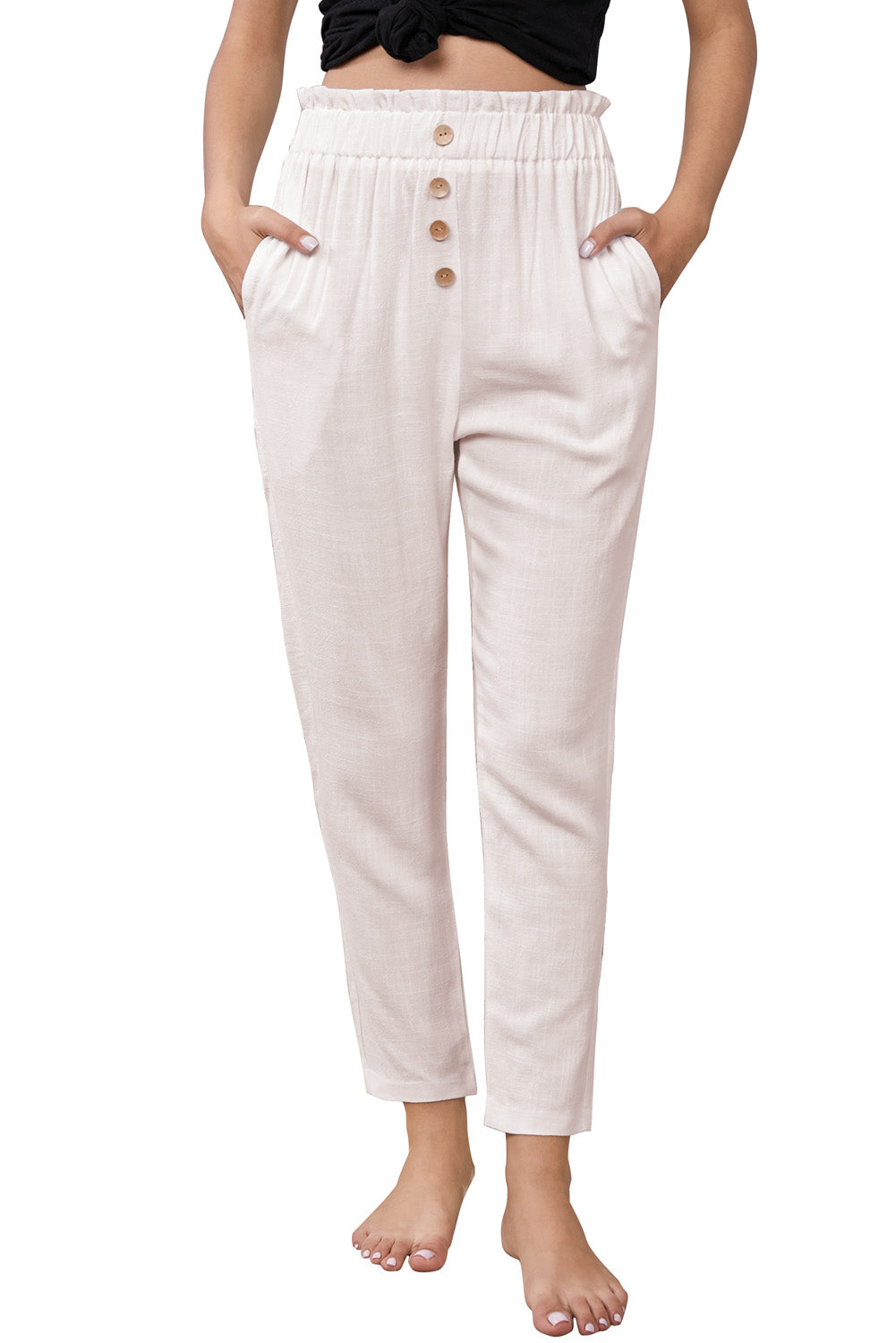 Casual Linen Blend Pocketed Pants