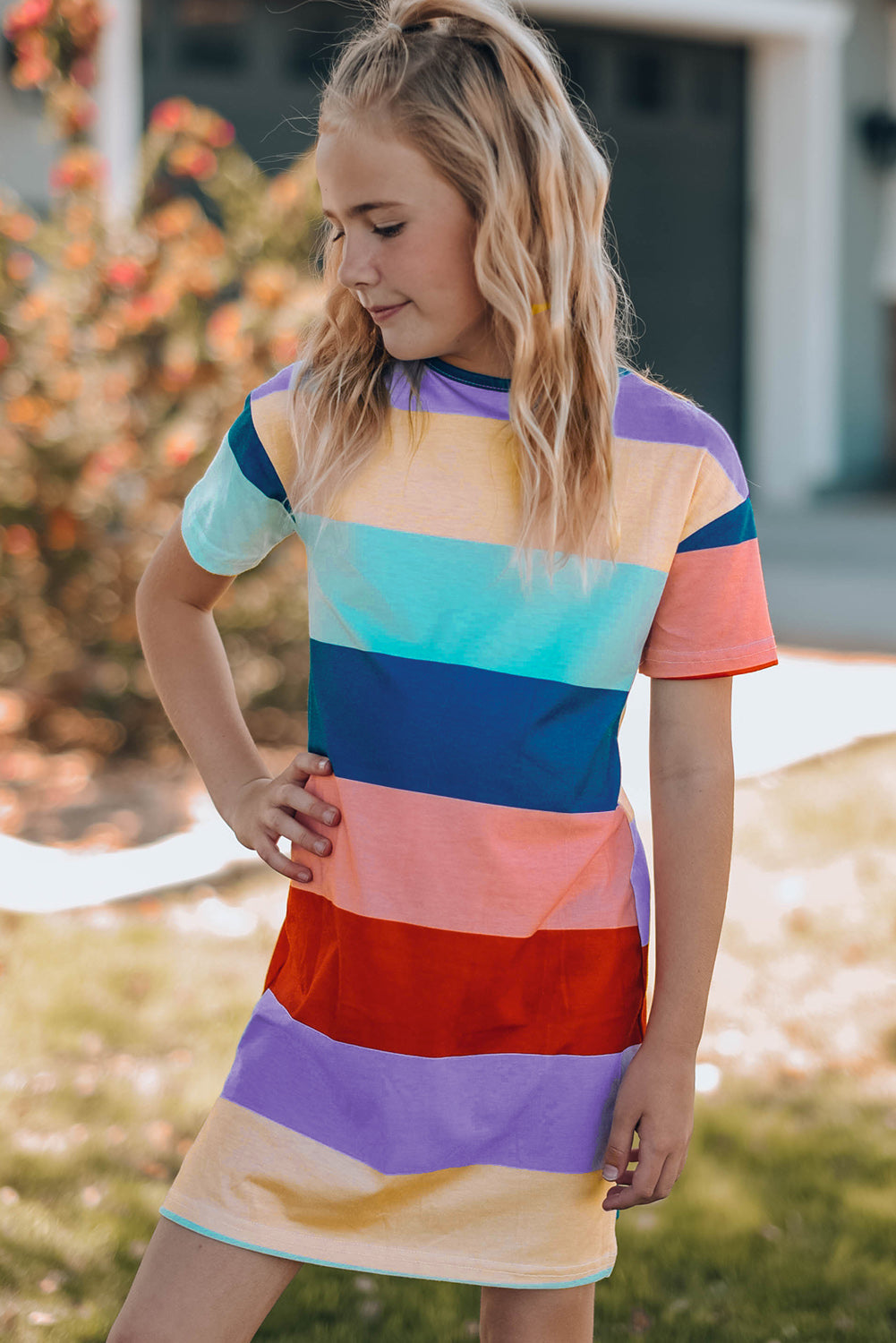 Multicolor Striped Colorblock Midi Dress Mommy & Me Dress