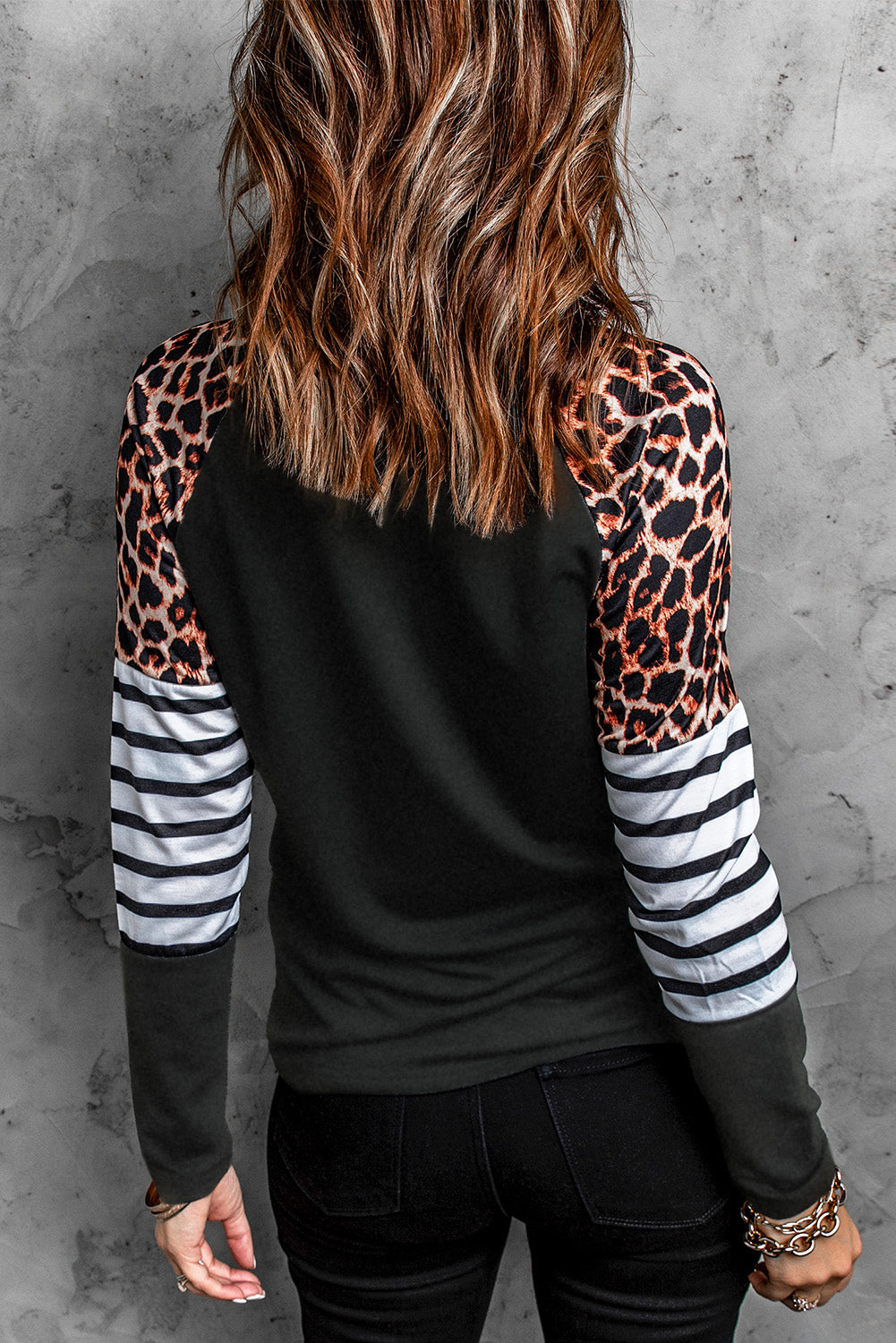 Merry Christmas Tree Leopard Striped Graphic Top