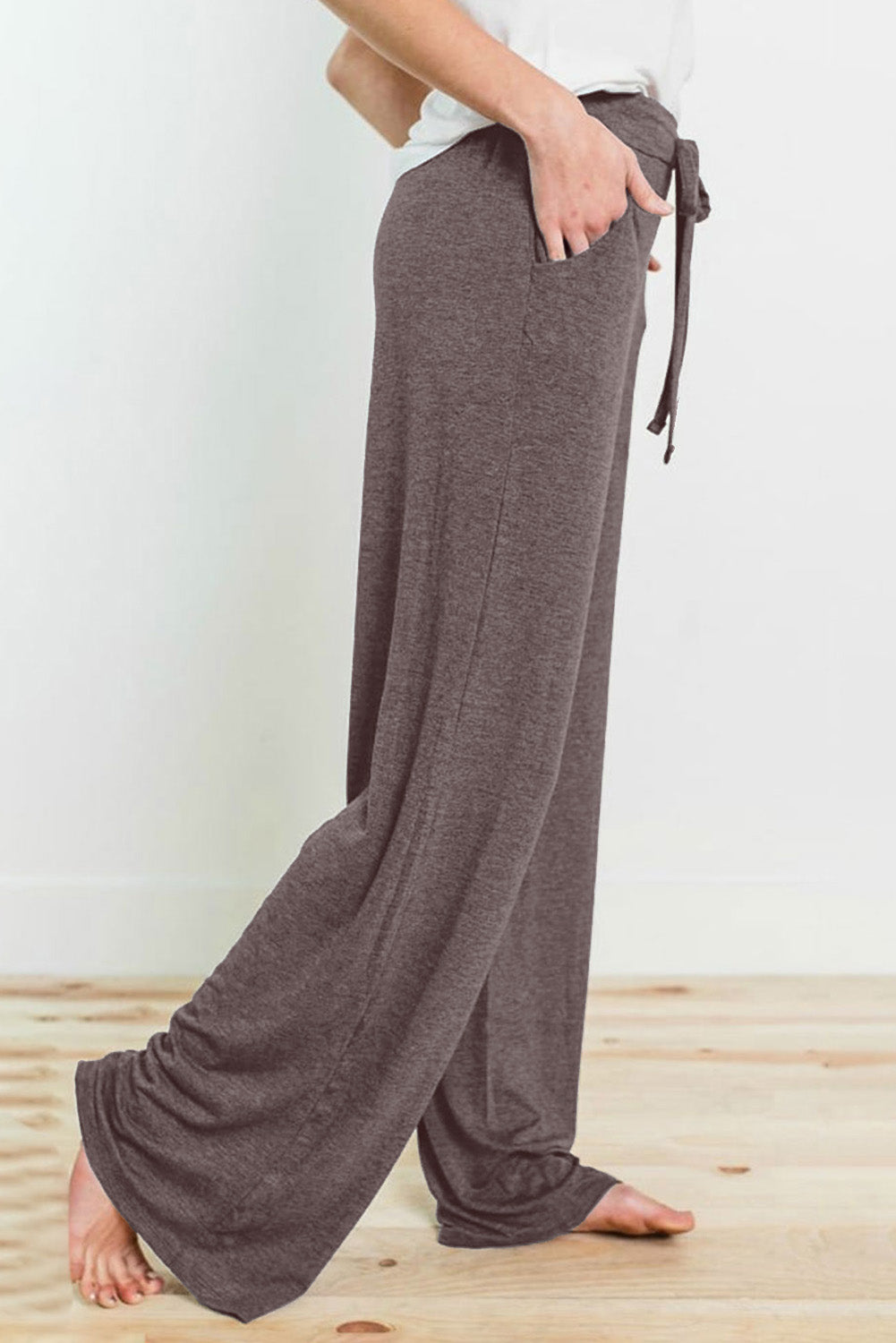 Wide Leg Drawstring Loungewear Pants