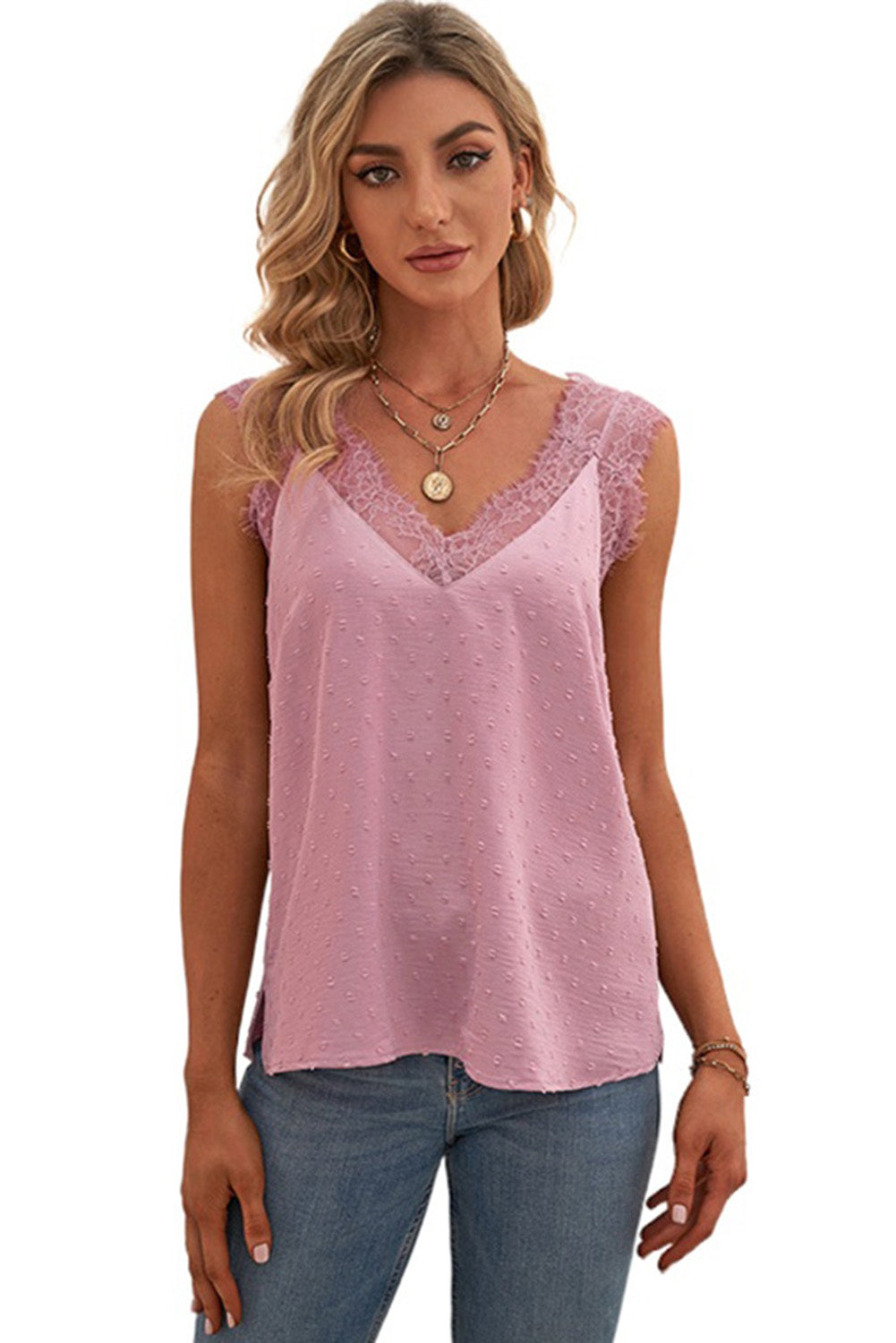 Eyelash V Neck Cami Tank Top