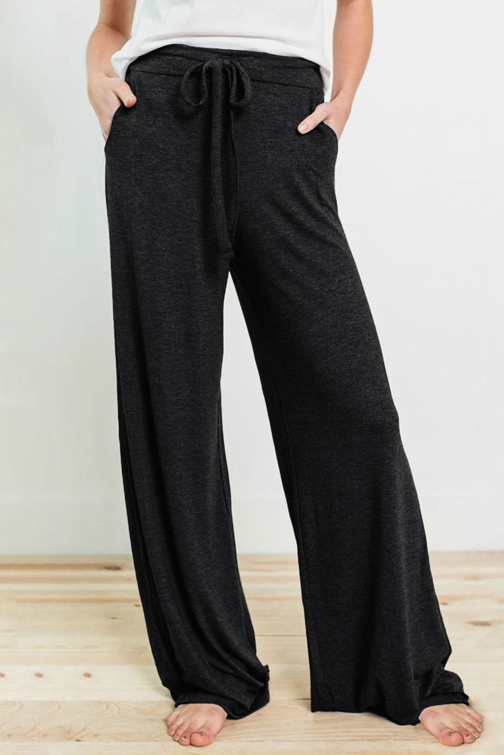 Wide Leg Drawstring Loungewear Pants