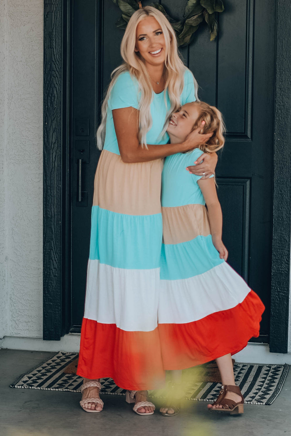 Multicolor Colorblock Tiered Maxi Dress Mommy & Me Dress