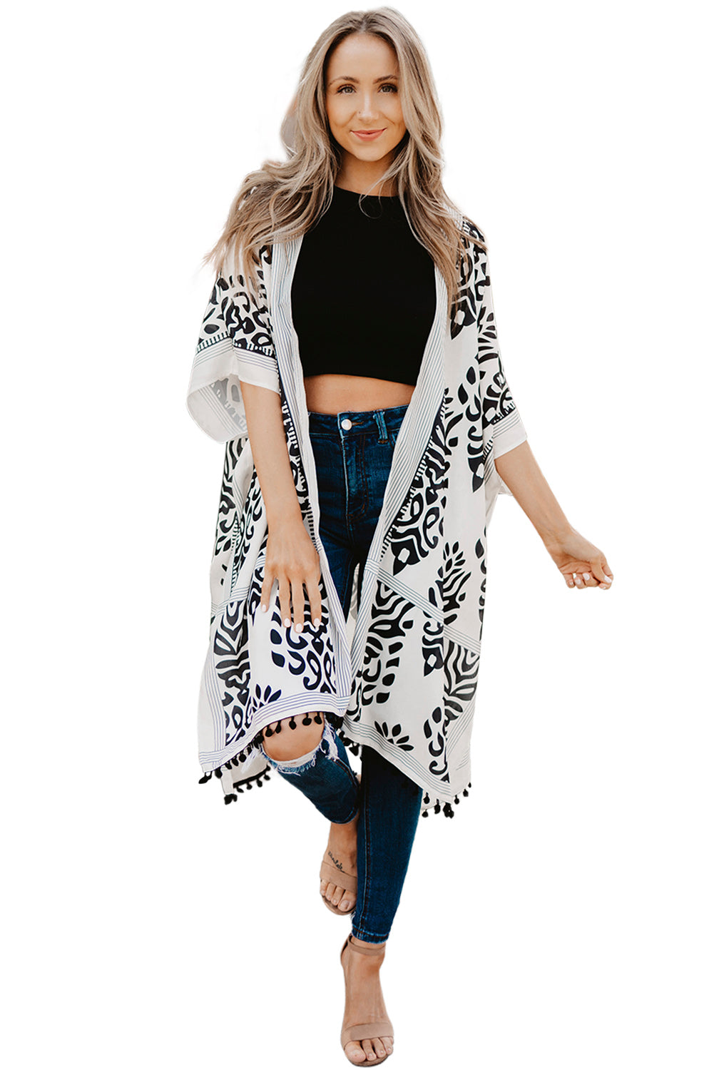 Prowess Pom Pom Kimono Cover Up