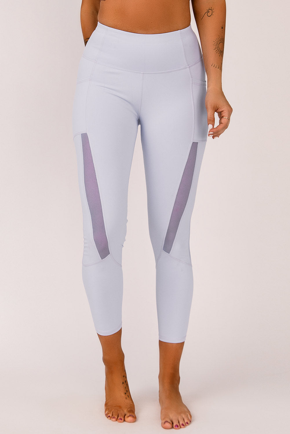 Mesh Side Splicing Phone Pocket High Waisted Leggings