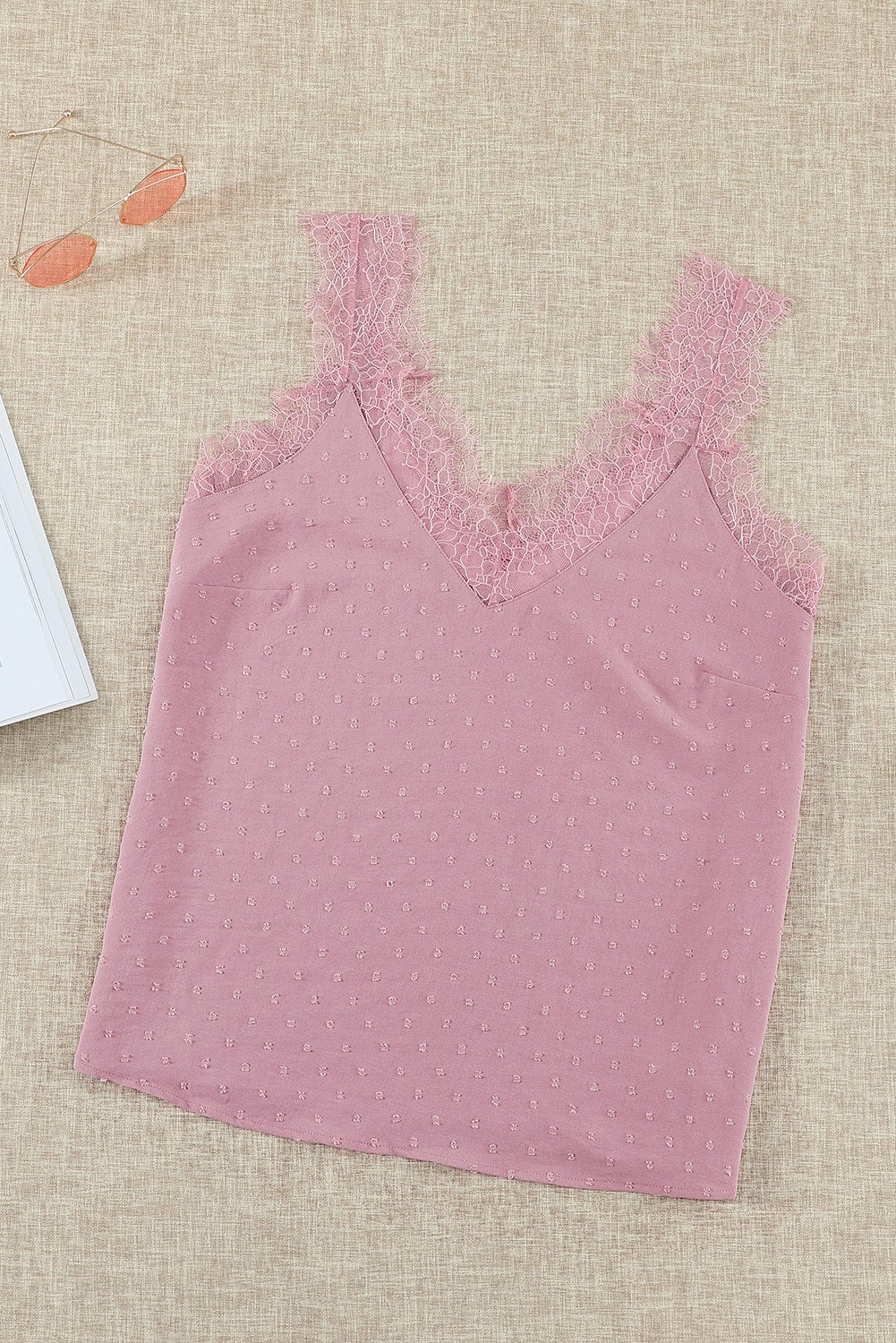 Eyelash V Neck Cami Tank Top