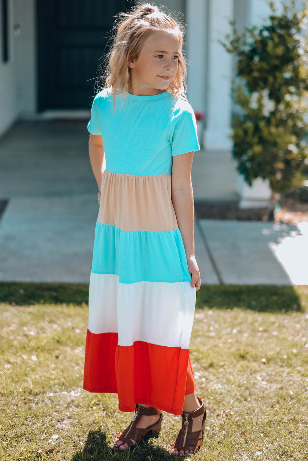 Multicolor Colorblock Tiered Maxi Dress Mommy & Me Dress