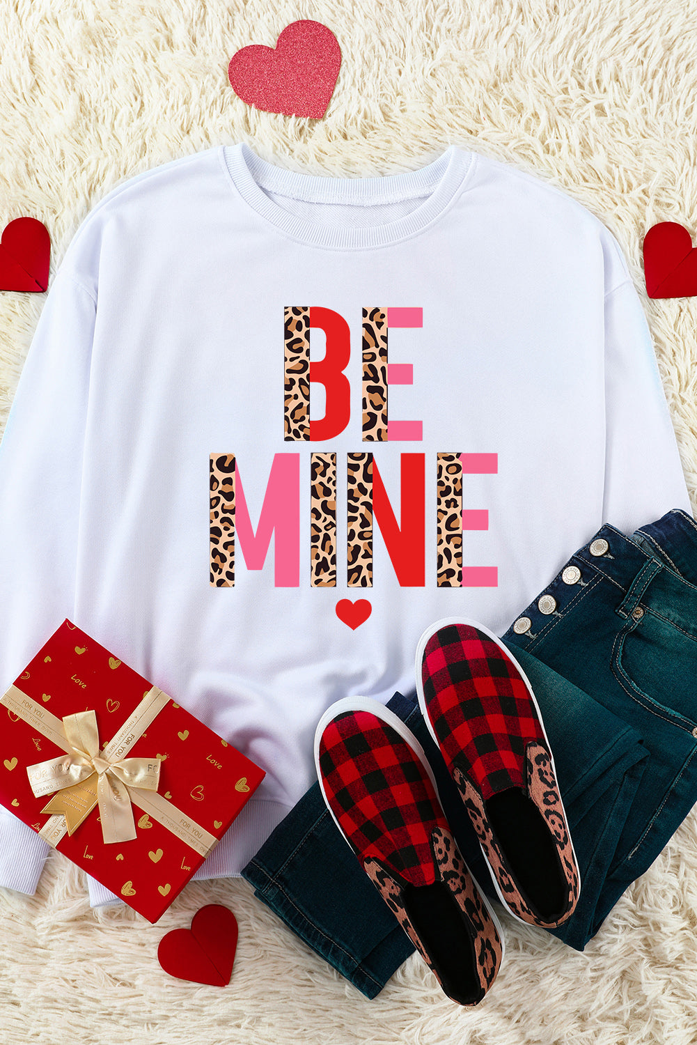 Heart Letters Print Casual Graphic Pullover Sweatshirt