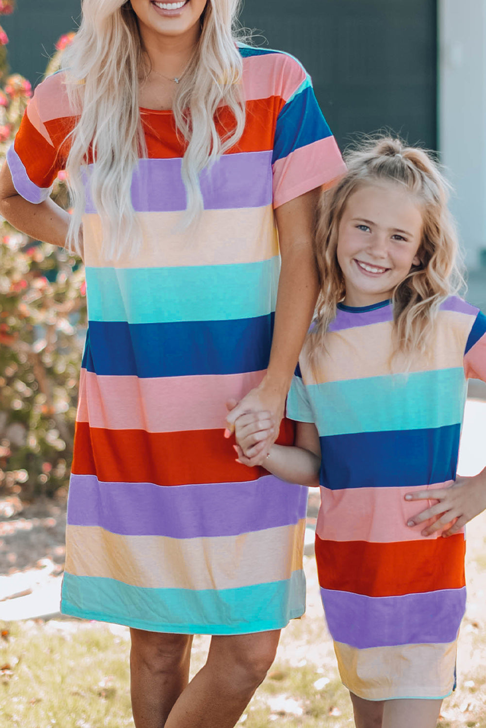 Multicolor Striped Colorblock Midi Dress Mommy & Me Dress