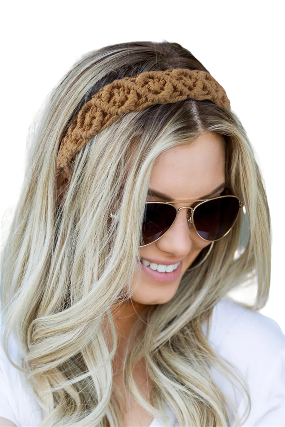 Beige Casual Braided Floral Hairband