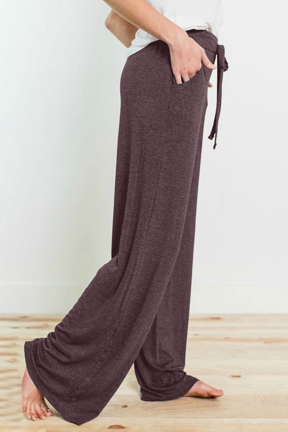 Wide Leg Drawstring Loungewear Pants