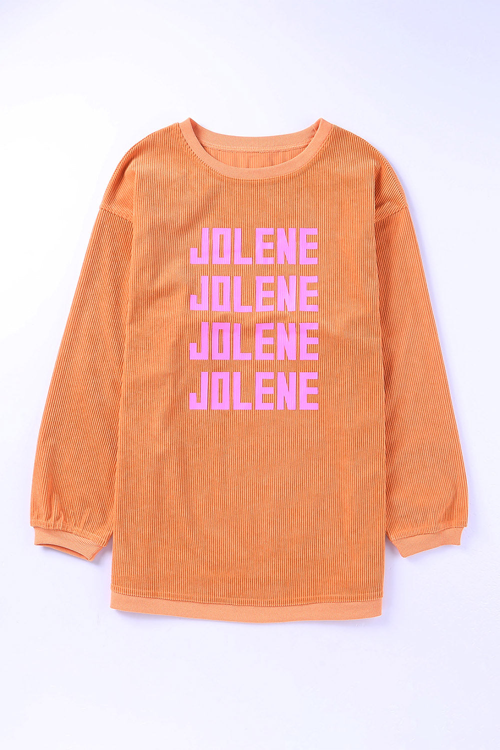 Orange Jolene Letter Print Ribbed Oversized Sweatshirt