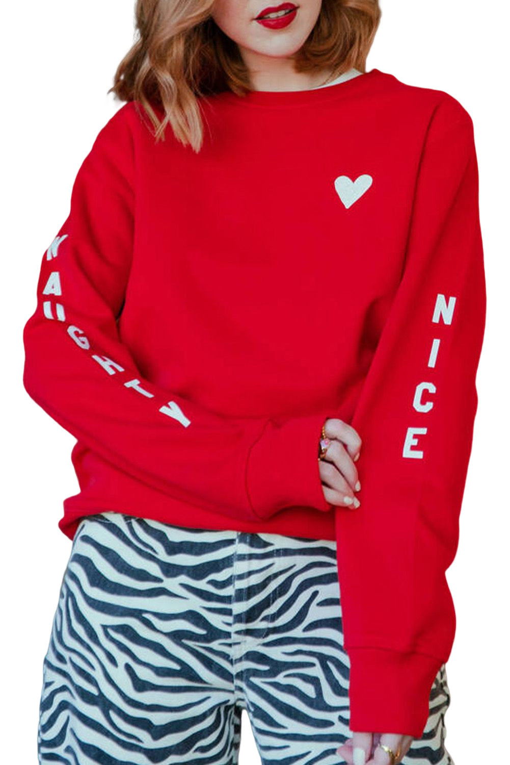 Heart Letters Print Casual Graphic Pullover Sweatshirt