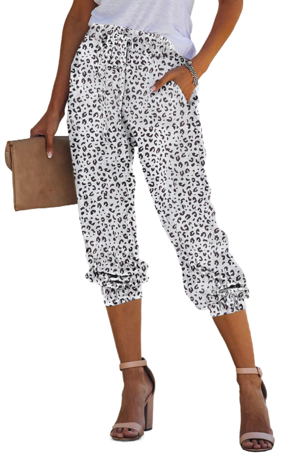 Casual Leopard Print Drawstring Joggers Pants