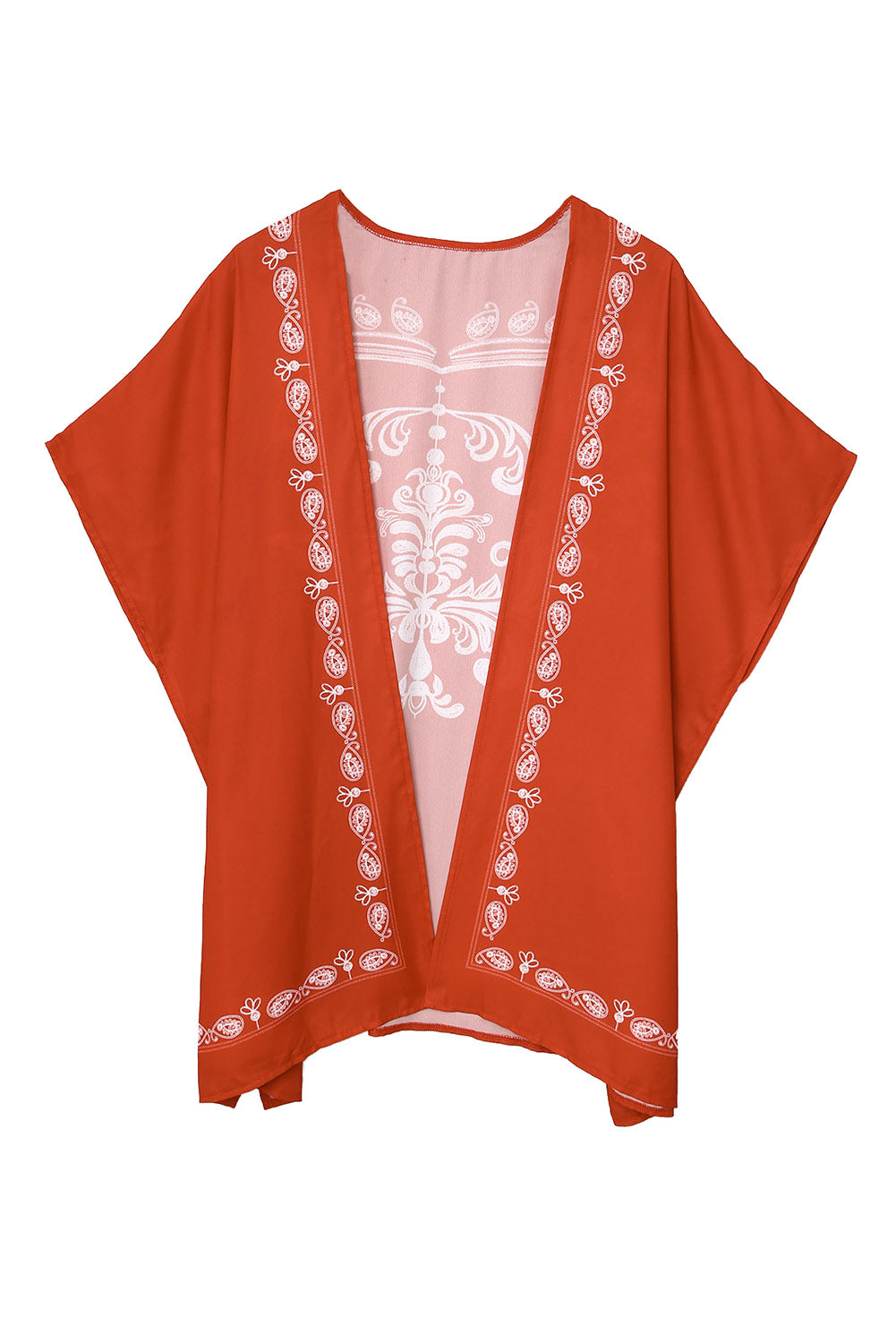 Bohemian Floral Pattern Embroidery Kimono Cover Up