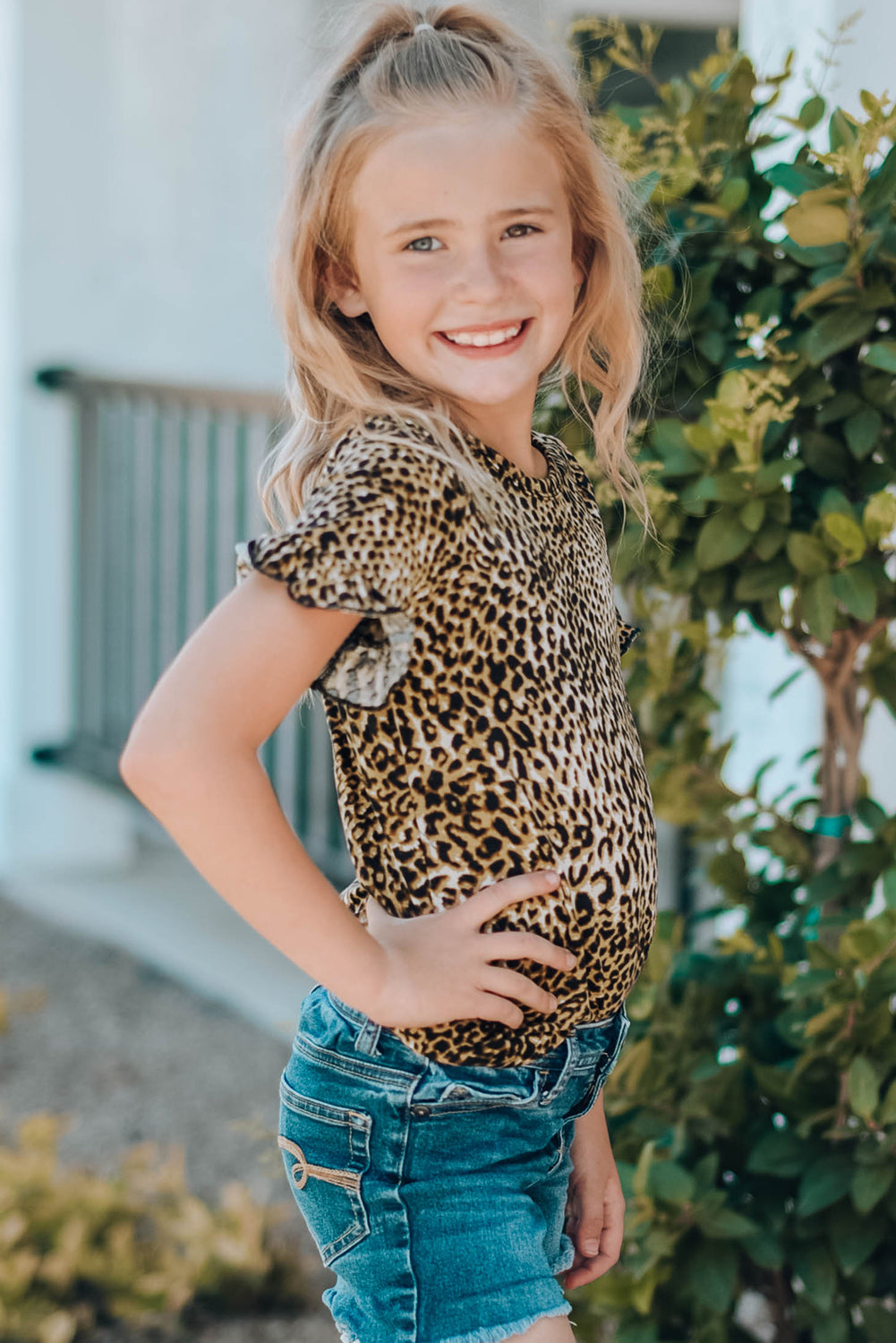 Cheetah Print Short Sleeve Blouse Mommy & Me Outfit