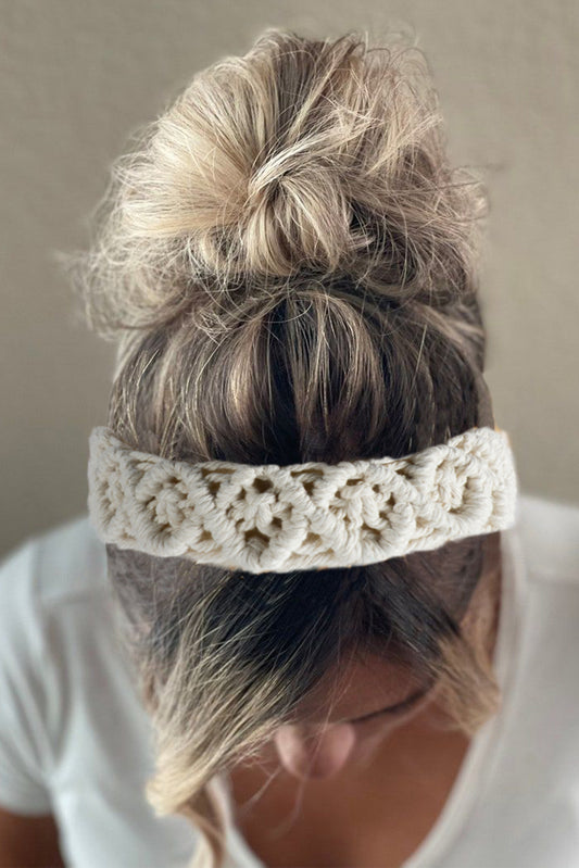 Beige Casual Braided Floral Hairband