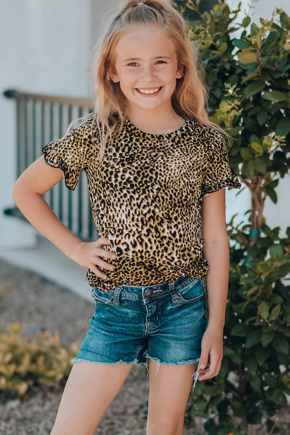 Cheetah Print Short Sleeve Blouse Mommy & Me Outfit