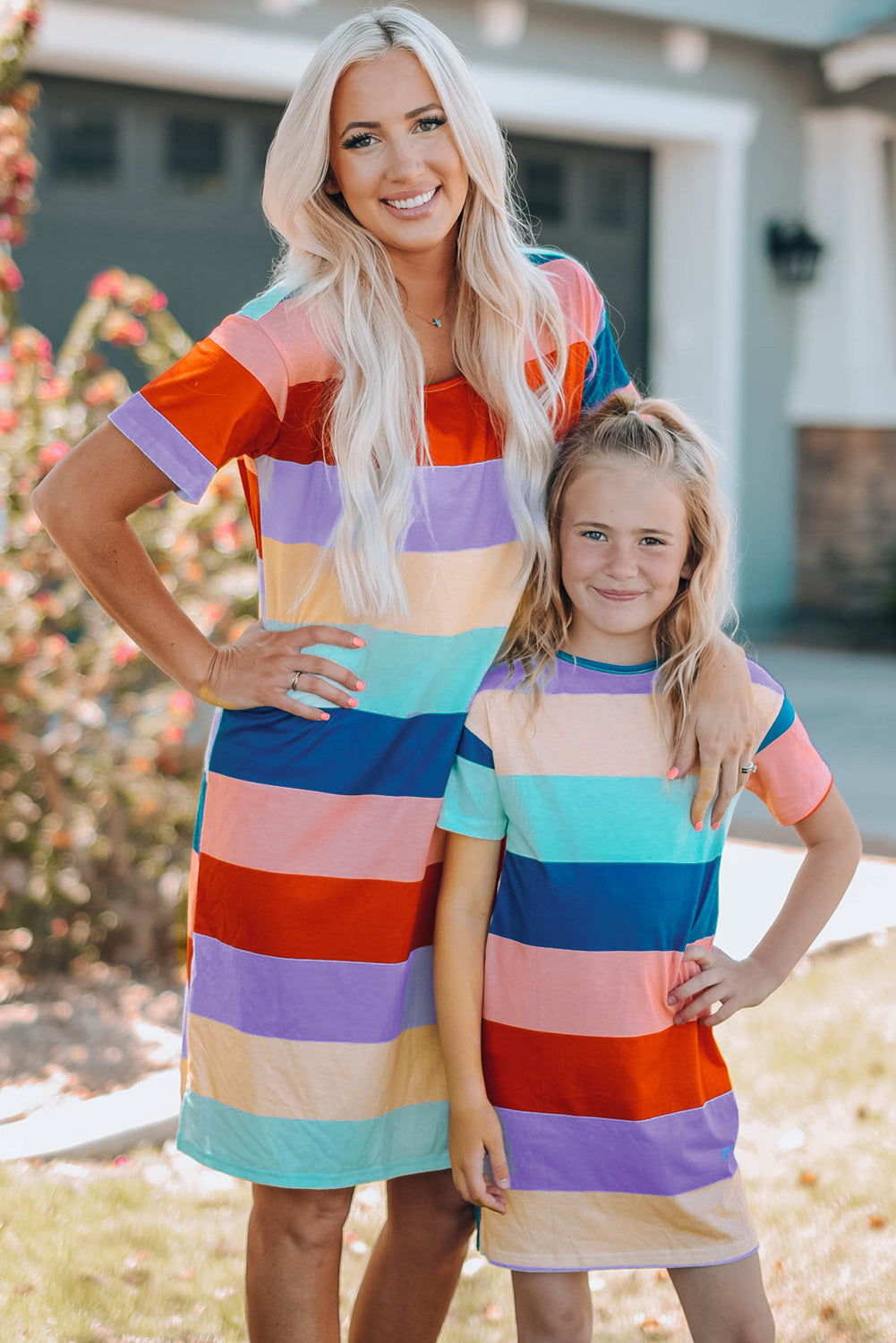 Multicolor Striped Colorblock Midi Dress Mommy & Me Dress