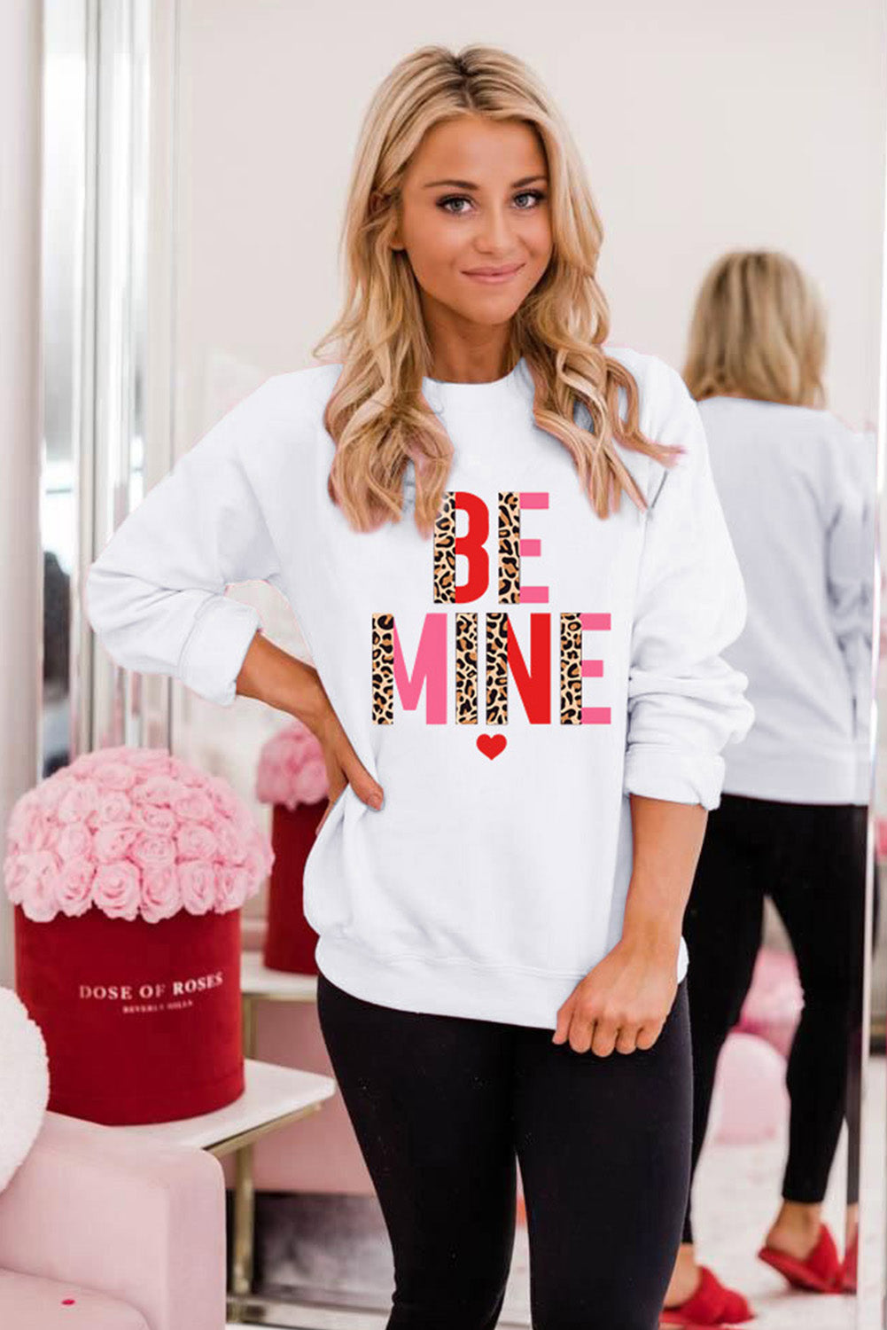 Heart Letters Print Casual Graphic Pullover Sweatshirt