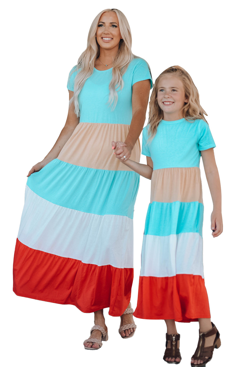 Multicolor Colorblock Tiered Maxi Dress Mommy & Me Dress