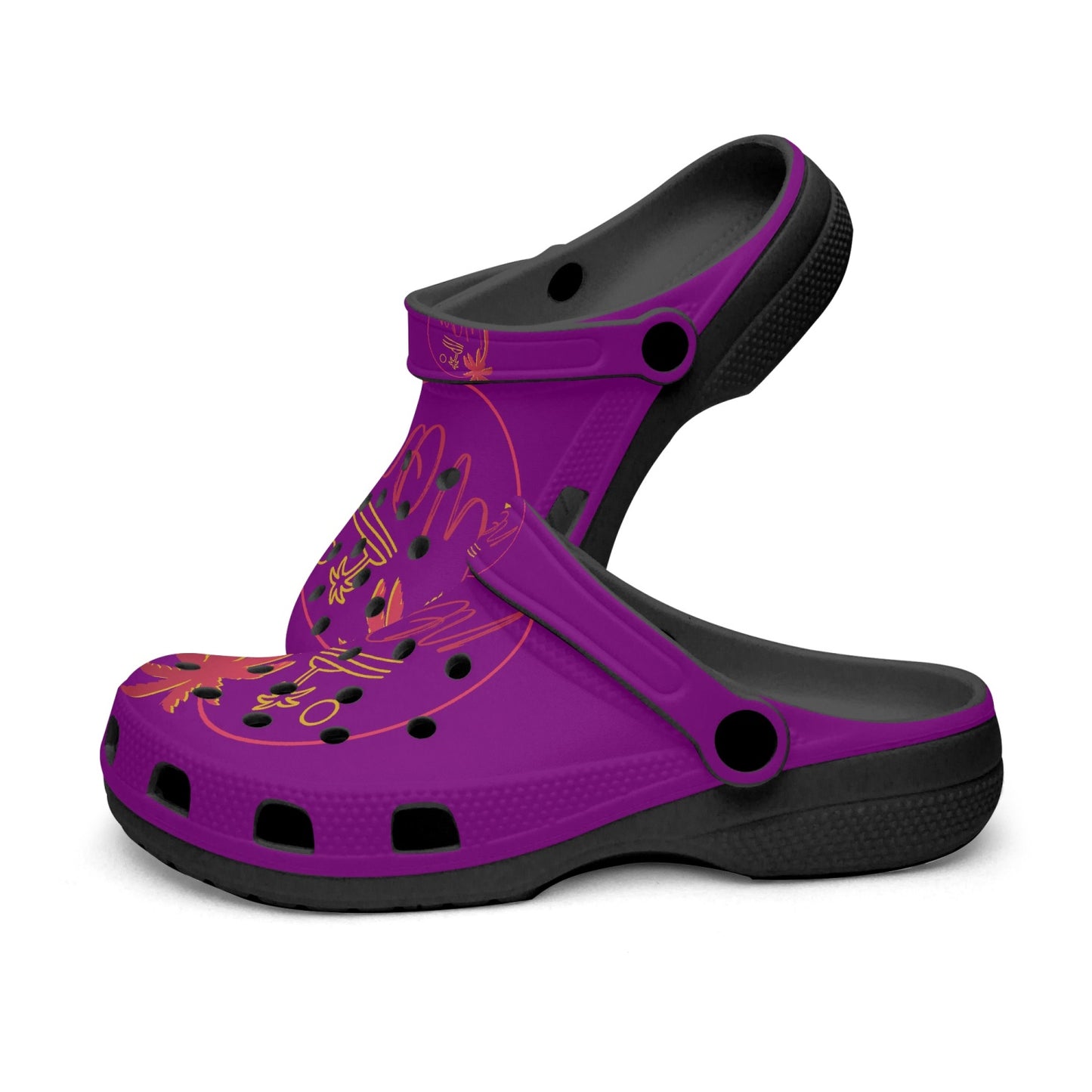 613. Rachvid Wears Purple  Black-base AOP Clogs